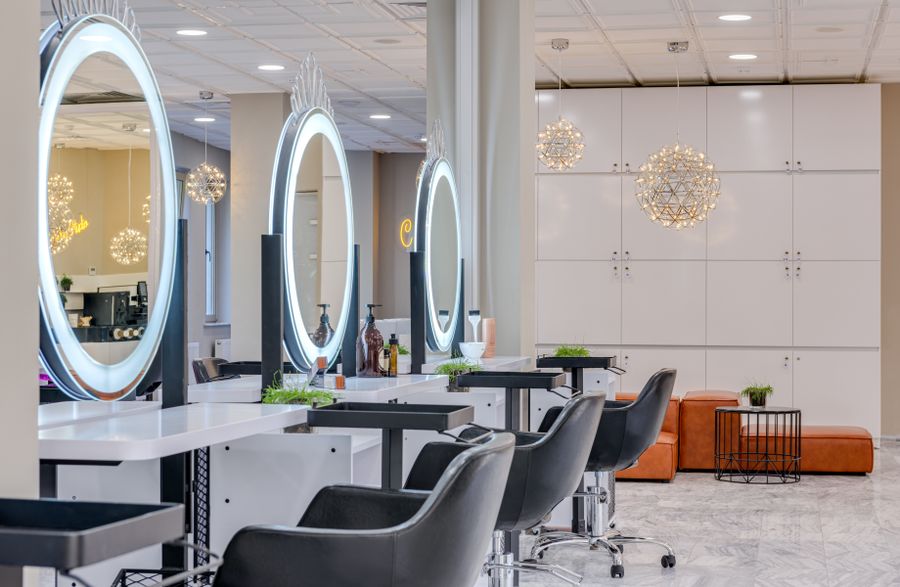 Salon interior with styling chairs
